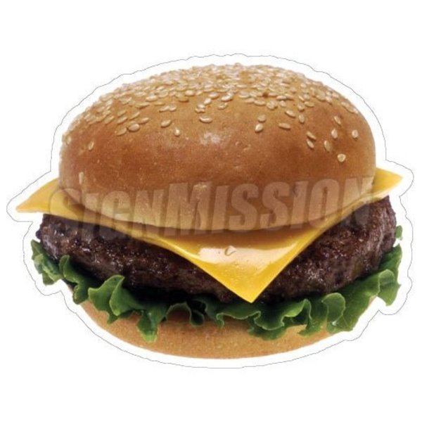 Signmission Safety Sign, 1.5 in Height, Vinyl, 10 in Length, Burger D-20 Burger
